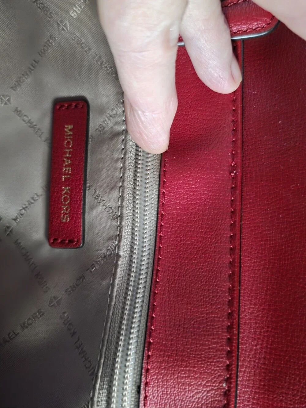 New Michael Kors Two-Tone Red and Coral Top-Handle Satchel